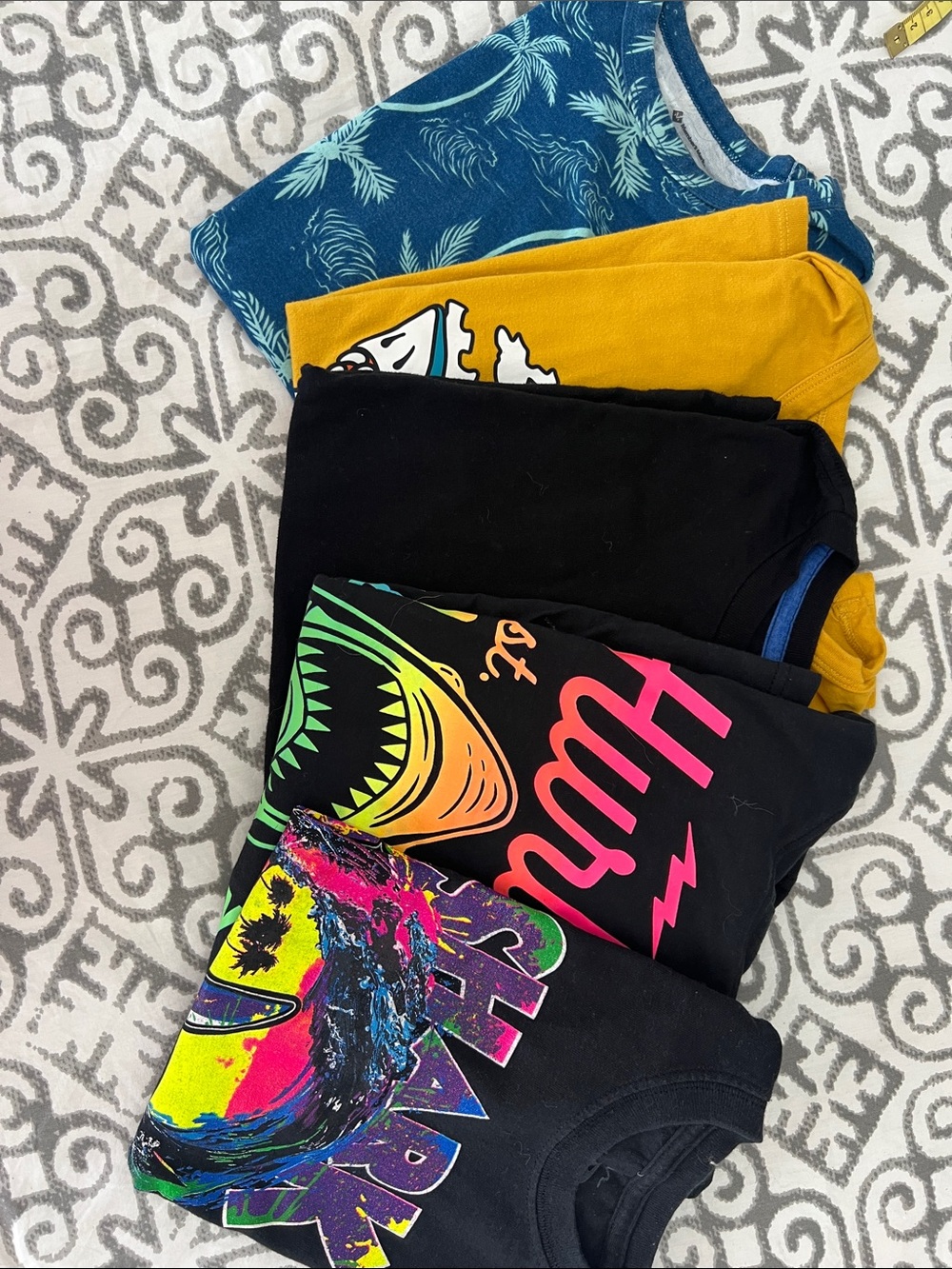 Hurley and others Kids Short Sleeve Tees - Black, Yellow, Blue, Neon Accents